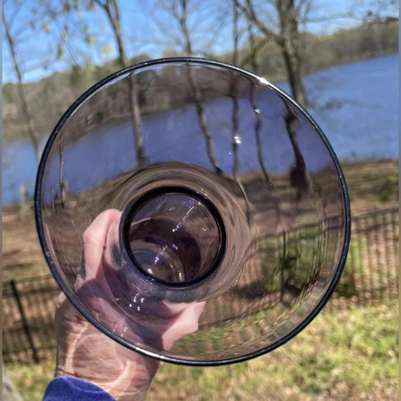 Vtg Krosno Poland Hand Blown Purple Candle Holder Or Vase Suspended Bubble - Picture 3 of 10